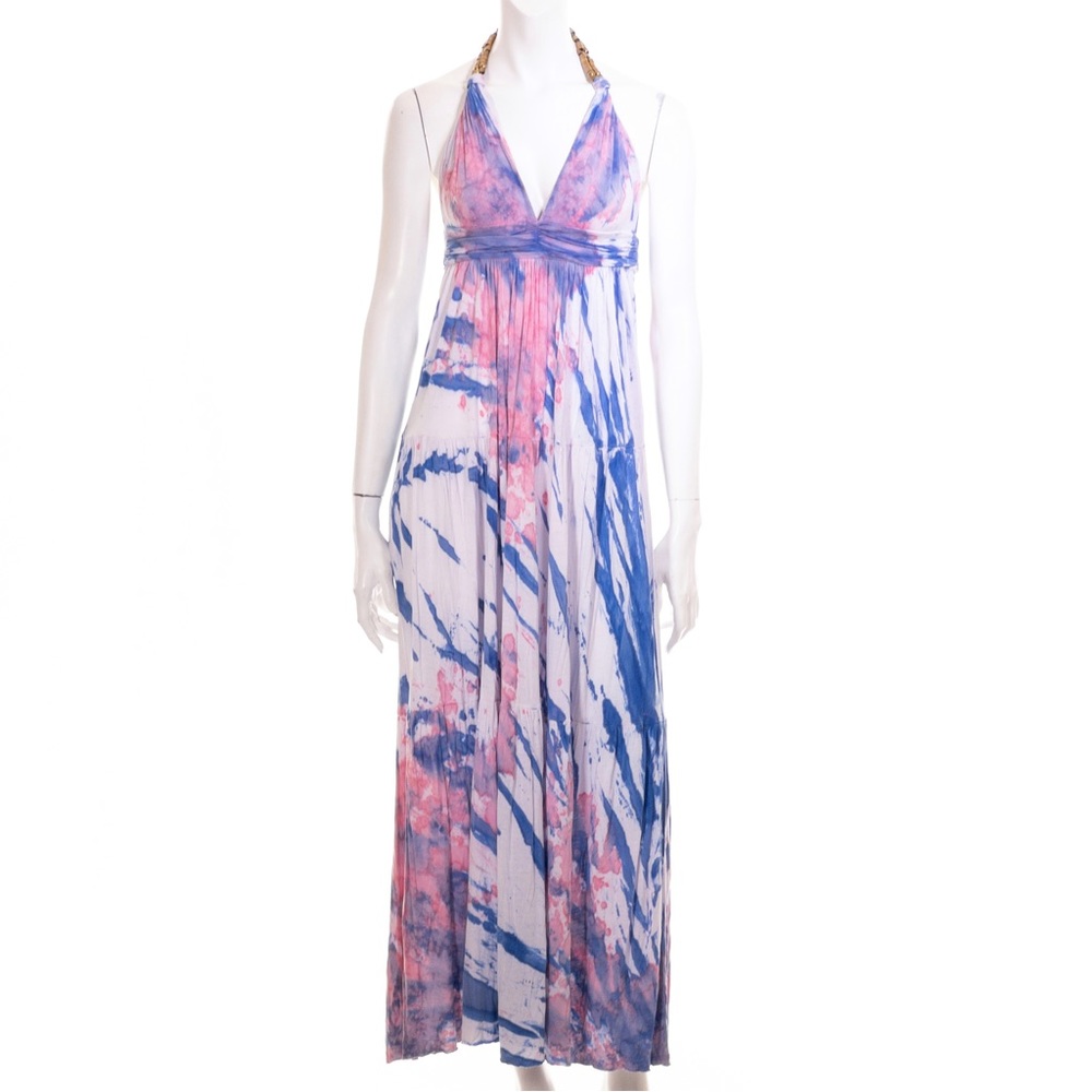 MISA T Bags Los Angeles Womens Jersey Knit Tie-Dye A-Line Maxi Dress Empire XS-S